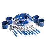 Stansport 24-Piece Enamel Tableware Set - Blue