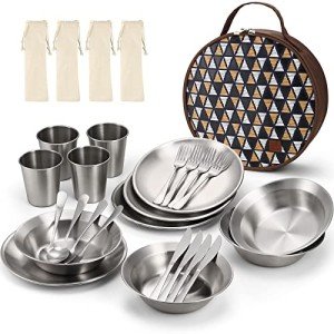 Odoland Camping Messware Set – Stainless Steel Tableware
