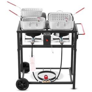 Double Burner Propane Deep Fryer with Pots & Baskets
