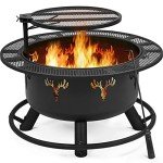 32" Outdoor Wood Burning Fire Pit with Grill