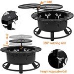 32" Outdoor Wood Burning Fire Pit with Grill