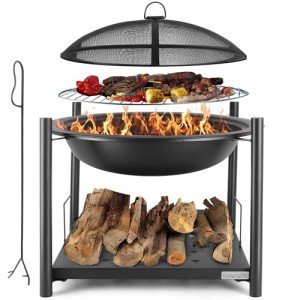 SereneLife 26" Outdoor Fire Pit and Grill