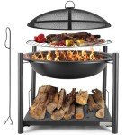 SereneLife 26" Outdoor Fire Pit and Grill
