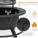 32" Outdoor Wood Burning Fire Pit with Grill