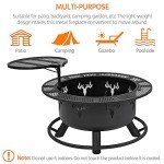 32" Outdoor Wood Burning Fire Pit with Grill
