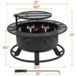 32" Outdoor Wood Burning Fire Pit with Grill