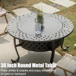 36 Inch Fire Pit with BBQ Grills & Table