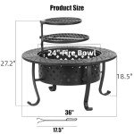 36 Inch Fire Pit with BBQ Grills & Table