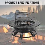 36-Inch Outdoor Fire Pit with Cooking Grills