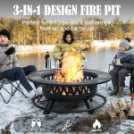 42-Inch 3-in-1 Round Fire Pit & Grill