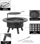Verdeluxe 36" Outdoor Fire Pit & Grill Combo
