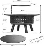 Verdeluxe 36" Outdoor Fire Pit & Grill Combo