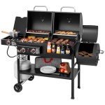 2-Burner Gas and Charcoal Combo Grill with Smoker