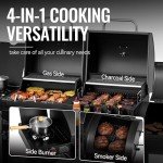 2-Burner Gas and Charcoal Combo Grill with Smoker