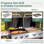 Captiva Propane Gas Griddle Grill Combo, 696 SQIN