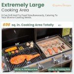 Captiva Propane Gas Griddle Grill Combo, 696 SQIN