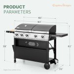 Captiva Propane Gas Griddle Grill Combo, 696 SQIN