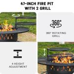 47-Inch Outdoor Fire Pit with 2 Grills