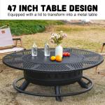 47-Inch Outdoor Fire Pit with 2 Grills