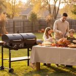 2-Burner Gas and Charcoal Combo Grill with Smoker