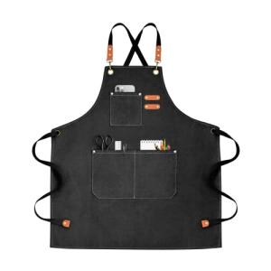 OUNLEN Canvas BBQ Apron with 3 Pockets
