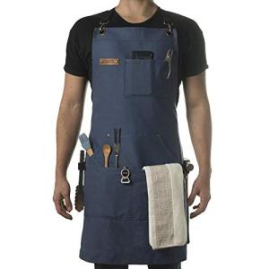 Asaya Chef BBQ Apron with Bottle Opener, Blue