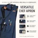 Asaya Chef BBQ Apron with Bottle Opener, Blue