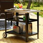 Royal Gourmet Rolling BBQ Prep Table with Trash Bag Holder