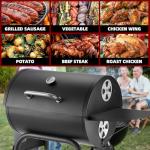 Barrel Charcoal Grill with Side Table for BBQ