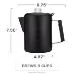 Coletti Black Bozeman 9-Cup Camping Coffee Pot