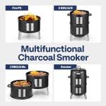 VIVOHOME 3-in-1 Vertical Charcoal Smoker Grill