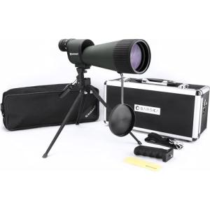 BARSKA Beginner's Waterproof Spotting Scope, 25-125x88, Green/Black