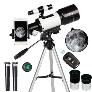 70mm Portable Telescope with Phone Adapter, Remote - Black