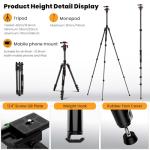 74-Inch MACTREM Aluminum Tripod & Monopod for Beginners