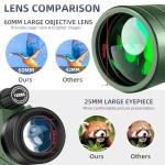 High-Powered 12x60 Monocular Telescope with Adapter