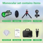 12x50 HD Monocular Telescope with Smartphone Adapter