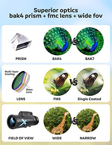High-power Monocular Telescope with Smartphone Tripod - Ideal for Astronomy Beginners