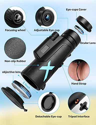 High-power Monocular Telescope with Smartphone Tripod - Ideal for Astronomy Beginners
