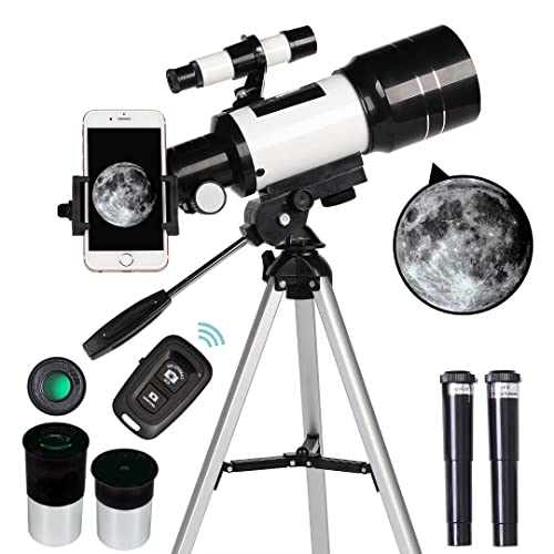 70mm Portable Telescope with Phone Adapter, Remote - Black