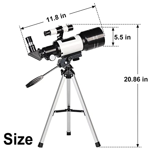 70mm Portable Telescope with Phone Adapter, Remote - Black