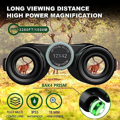 12×42 Binoculars with Smartphone Holder & Tripod