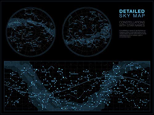 Detailed Constellation Sky Map Poster - Beginner's Astronomy Guide