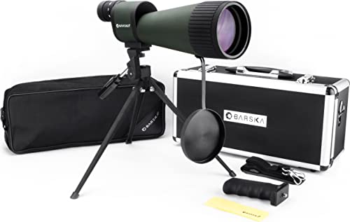 BARSKA Beginner's Waterproof Spotting Scope, 25-125x88, Green/Black