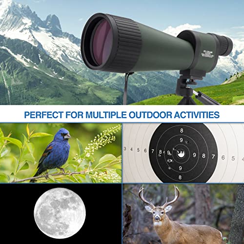 BARSKA Beginner's Waterproof Spotting Scope, 25-125x88, Green/Black