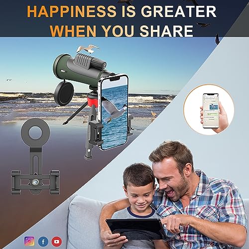 12X55 Monocular Telescope with Smartphone Adapter & Tripod