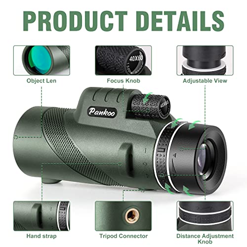 Pankoo High Power Monocular Telescope with Smartphone Holder