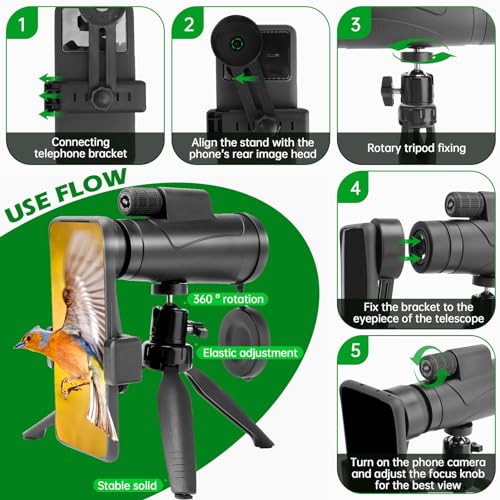 Compact Monocular Telescope for Birdwatching & Travel