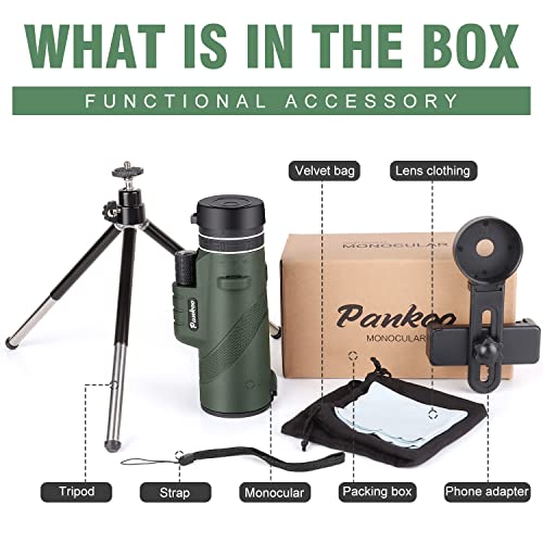 Pankoo High Power Monocular Telescope with Smartphone Holder