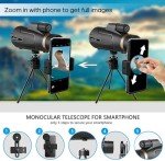 High-Powered 12×60 Monocular with Smartphone Holder
