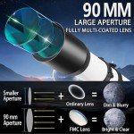 Beginner-Friendly 90mm High-Powered Refractor Telescope